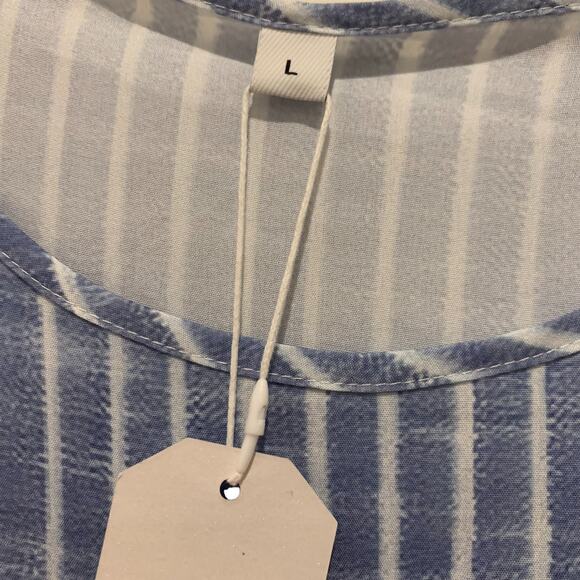 NWT Maxi Striped Cottage Core Beach Loose Fit Dress, Cinched Waist, Scoop Neck - Picture 3 of 4